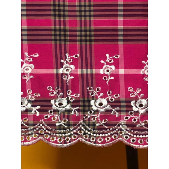 Y2K ALLEN B SCHWARTZ Pink Checkered Dress W/Scalloped Hem & Eyelet Detail. S-M - Picture 7 of 10